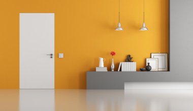Gri ve turuncu modern oturma odası