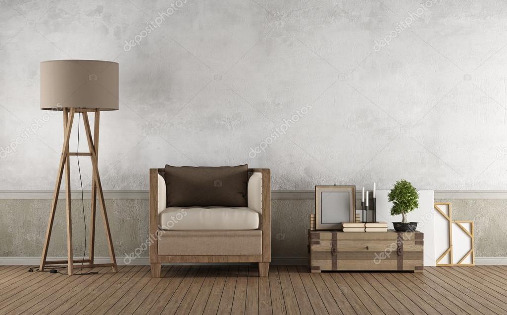 Vintage woonkamer met houten fauteuil — Stockfoto © archideaphoto ... Vintage woonkamer met houten fauteuil — Stockfoto © archideaphoto ...