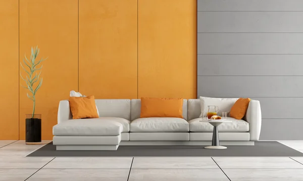 Gray and orange living room — Stock Photo, Image