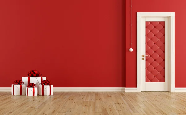 Red christmas room — Stock Photo, Image