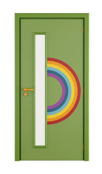 Lekrummet dörr med rainbow — Stockfoto