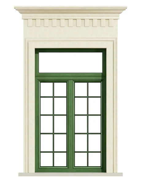 Klasický balkon okno s kamenným portálem — Stock fotografie