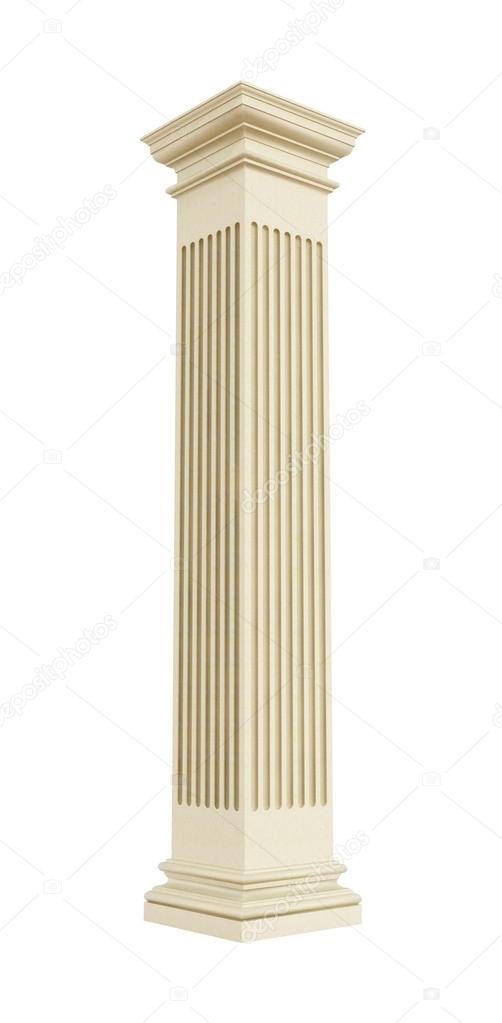 Perspective view of a rectangular stone column