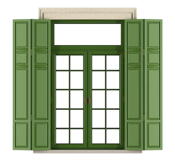 Balcone finestra classico con otturatore — Foto Stock