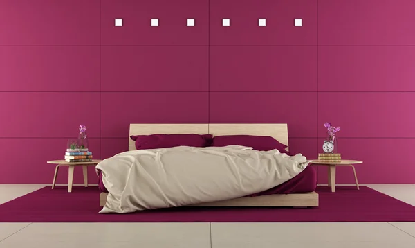 Paarse slaapkamer — Stockfoto