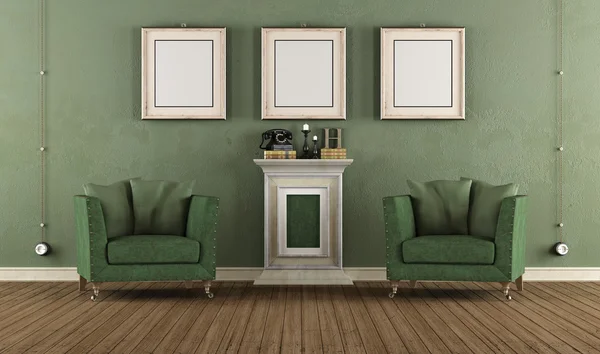 Зеленая винтажная комната — стоковое фото