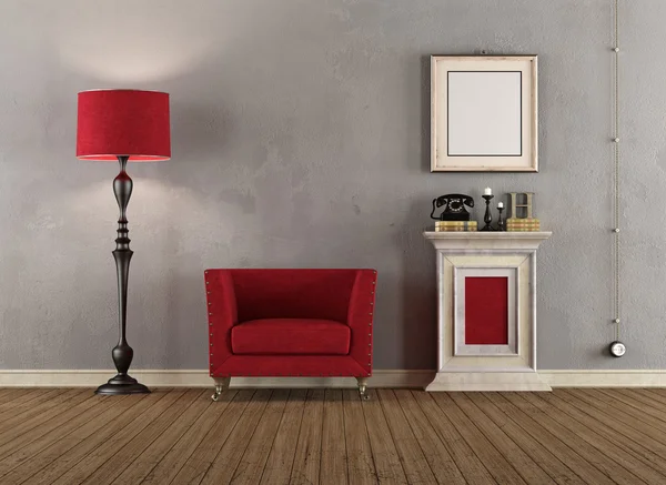 Chambre vintage avec fauteuils rouges — Photo