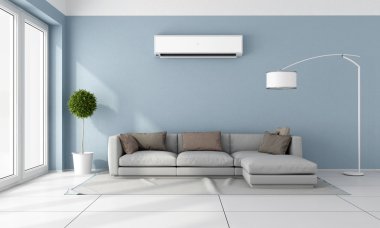 Living room with air conditioner clipart