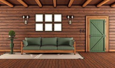 Living room of a wooden house  clipart
