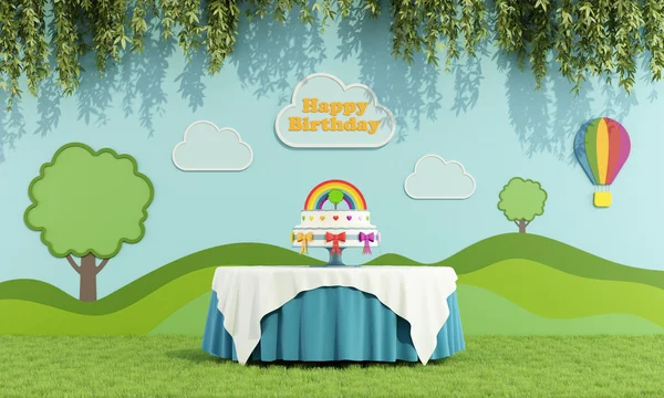 Birthday party in a garden — Stock Photo, Image