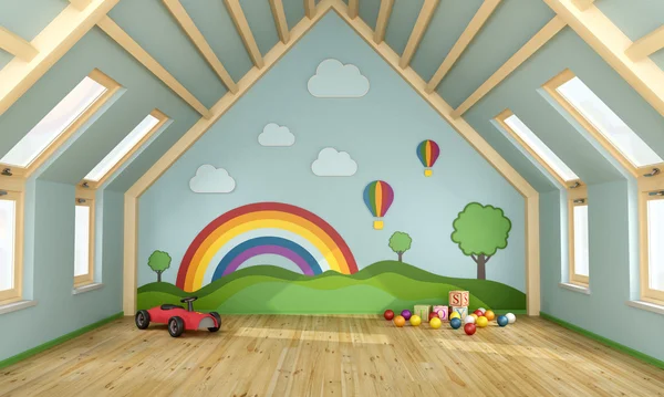 Playroom in the attic — Stockfoto