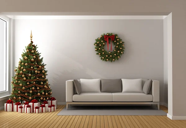 Sala de estar con árbol de Navidad — Foto de Stock