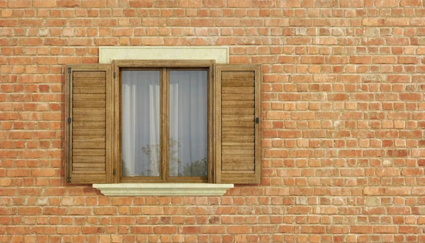 Détail d'une vieille maison avec mur de briques — Photo