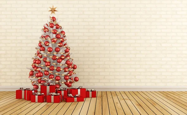 Röd och vit jul rum — Stockfoto