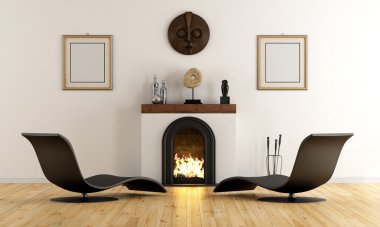 şömineli modern lounge
