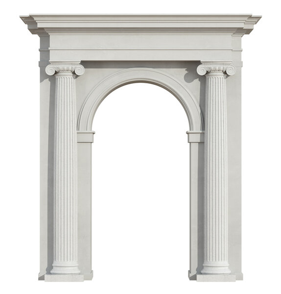 Front view of a classic arch on white