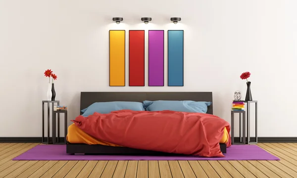 Buntes modernes Schlafzimmer — Stockfoto