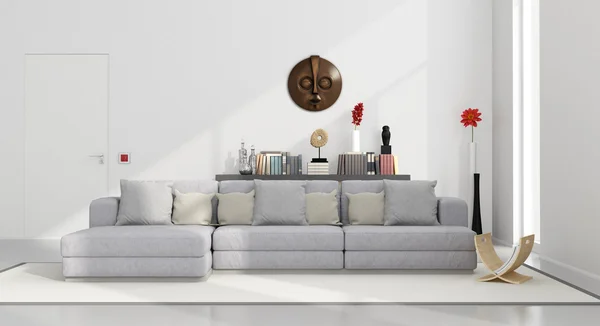 Sala de estar minimalista blanca — Foto de Stock