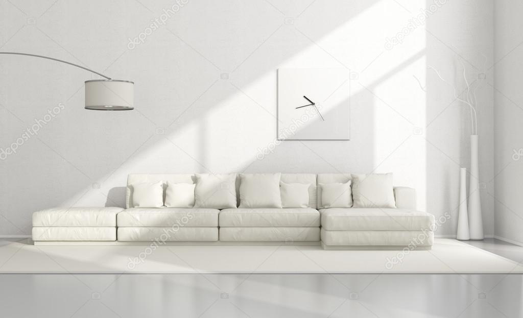 White Minimalist Living Room Stock