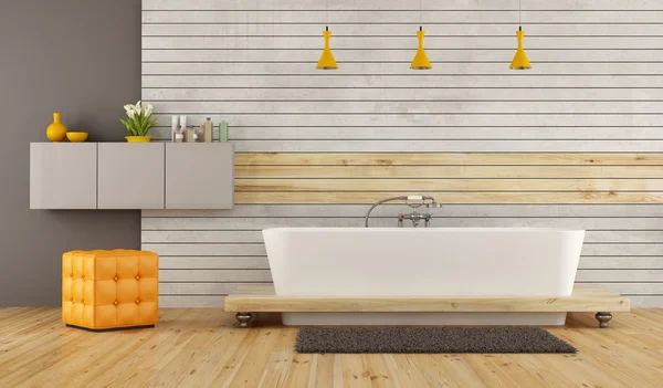 Zeitgemäßes Badezimmer mit Badewanne — Stockfoto