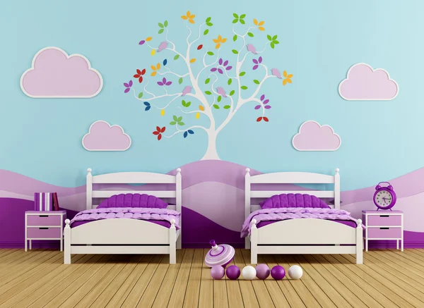 Buntes Schlafzimmer für Mädchen — Stockfoto