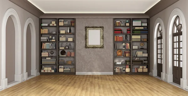 Luxury interior with bookcase — Stock Photo, Image