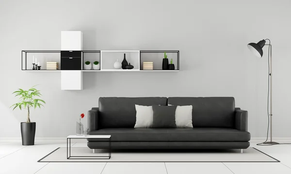 Black and white minimalist lounge — Stock Photo, Image