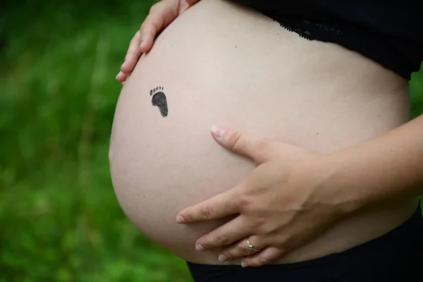 Barriga de uma mulher grávida Imagens De Bancos De Imagens