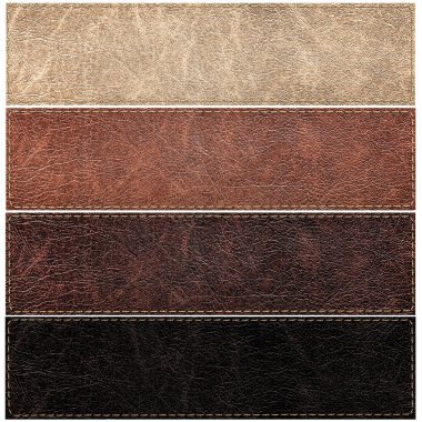 Farklı renkteki deri etiket kümesi