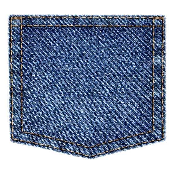 Jednoduché modré džíny kapesní izolovaných na bílém pozadí — Stock fotografie