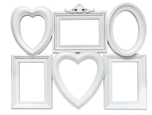 Set of white plastic welded frames for photos — Stock Photo, Image