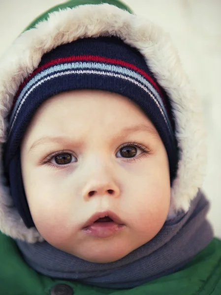 Winter portrait of a baby close-up Royalty Free Stock Images