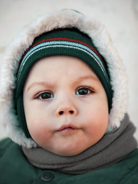 Téli baba közelről portréja — Stock Fotó