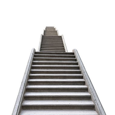 Beyaz arka plan üzerinde izole eski taş merdiven