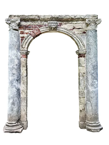 Velho arco de pedra isolado no fundo branco Fotos De Bancos De Imagens