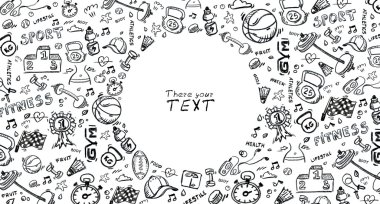 Elle çizilmiş spor doodle küme. Desen.