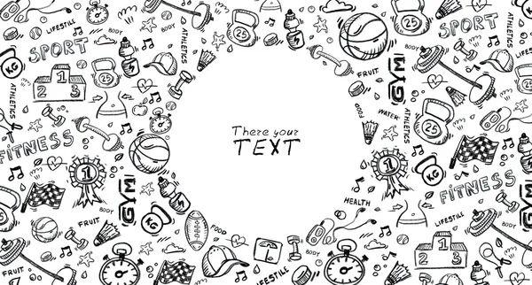 Elle çizilmiş spor doodle küme. Desen.