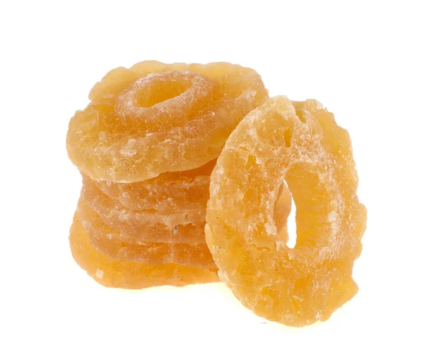 Dried pineapple rings on a white background — Stock Photo, Image