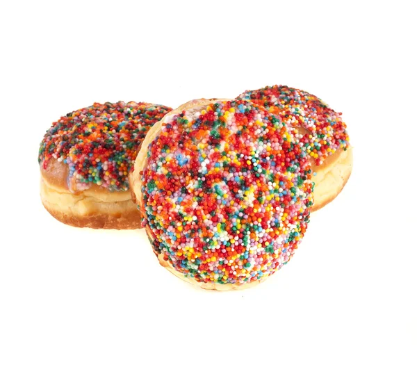 Tre donut på vit bakgrund — Stockfoto