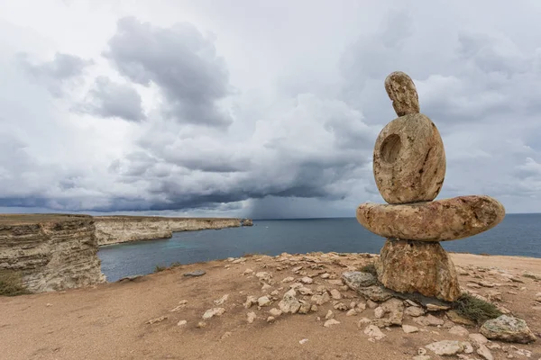 Krim Kap Tarkhankut Skulptur Tänkaren Den Vita Klippan — Stockfoto