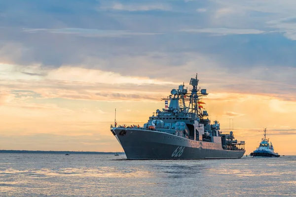 Россия Санкт Петербург Военный Корабль Водах Финского Залива — стоковое фото