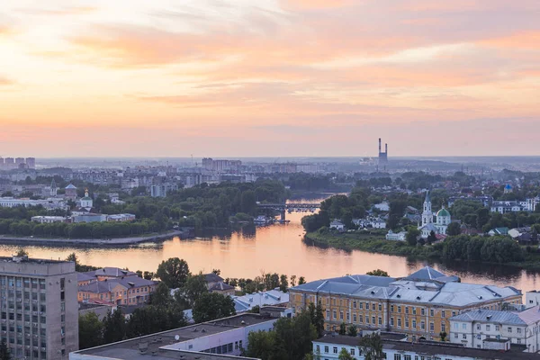 Rosja Twerze Widok Miasto Góry Zachodzie Słońca — Zdjęcie stockowe