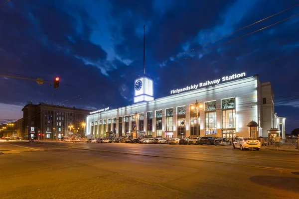 Petrohrad Železniční Stanice Finlyandsky Večerní Pohled — Stock fotografie