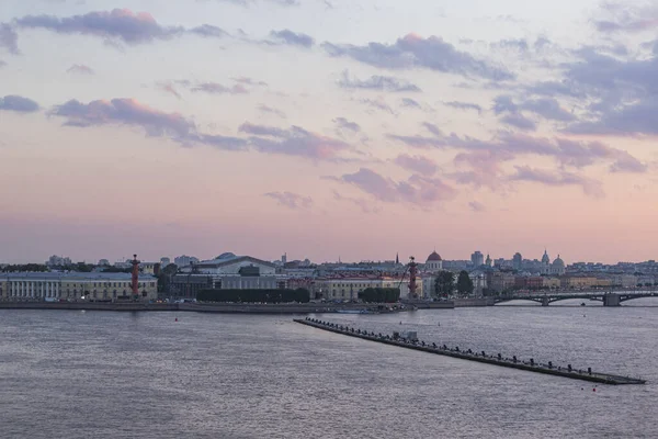 Rusland Sint Petersburg Avondzicht Het Spuug Van Vasilievsky Eiland — Stockfoto