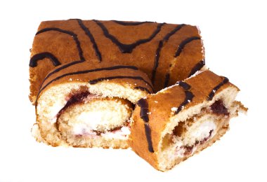 Beyaz arka plan üzerinde izole reçelli rulo