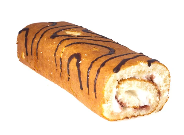 Roll mit Marmelade isoliert auf weißem Hintergrund — Stockfoto