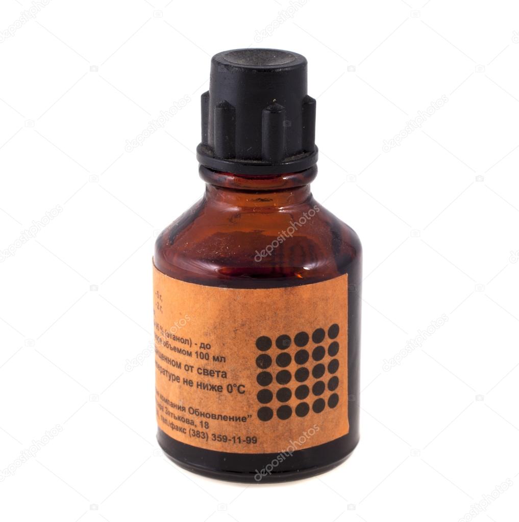 Bottle of iodine on a white background