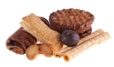 Çay, beyaz bir arka plan üzerinde izole için tatlılar