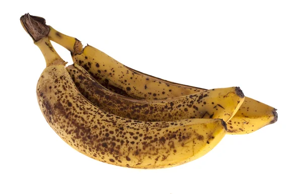Plátanos demasiado maduros aislados sobre fondo blanco —  Fotos de Stock