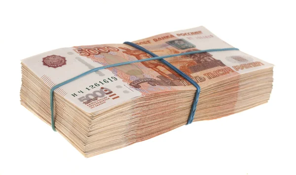 Un million de roubles. Une pile de cinq millième billets russes — Photo